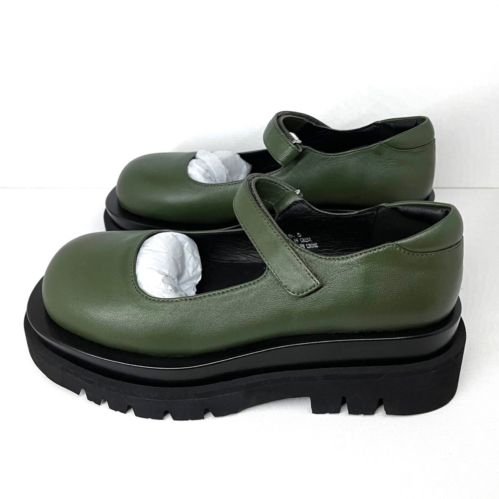 JEFFREY CAMPBELL FREE PEOPLE — PIPER PLATFORM MARY JANES, OLIVE, SIZE US 6.5 - Picture 6 of 17